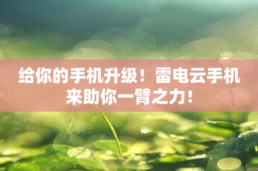 给你的手机升级！雷电云手机来助你一臂之力！