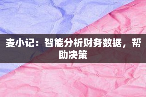 麦小记：智能分析财务数据，帮助决策