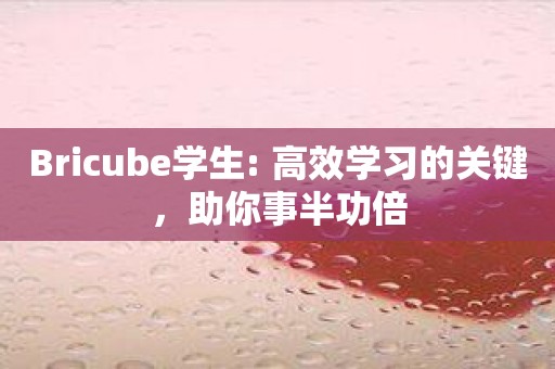 Bricube学生: 高效学习的关键，助你事半功倍