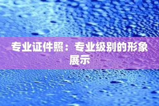 专业证件照：专业级别的形象展示