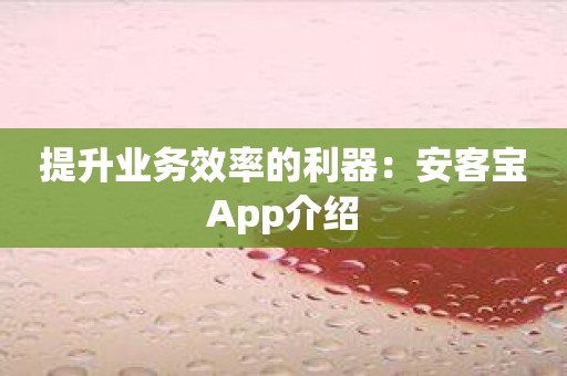 提升业务效率的利器：安客宝App介绍