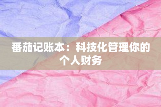 番茄记账本：科技化管理你的个人财务