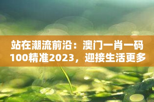 站在潮流前沿：澳门一肖一码100精准2023，迎接生活更多欢笑！