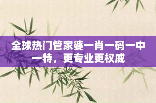 全球热门管家婆一肖一码一中一特，更专业更权威