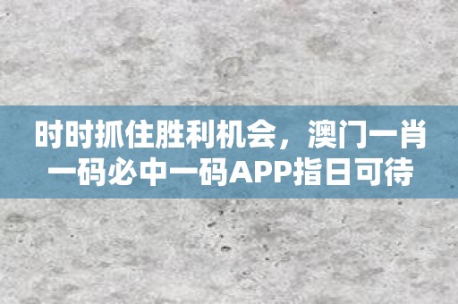 时时抓住胜利机会，澳门一肖一码必中一码APP指日可待