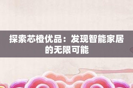 探索芯橙优品：发现智能家居的无限可能