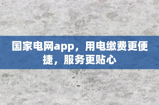 国家电网app，用电缴费更便捷，服务更贴心