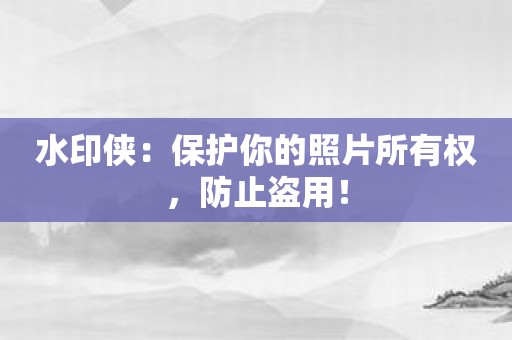 水印侠：保护你的照片所有权，防止盗用！