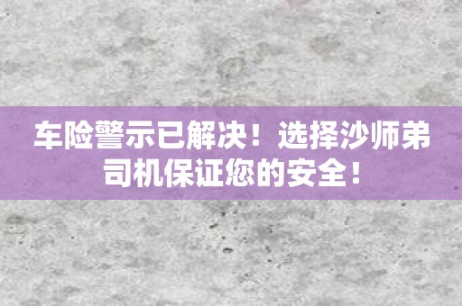 车险警示已解决！选择沙师弟司机保证您的安全！