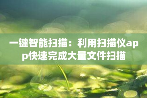 一键智能扫描：利用扫描仪app快速完成大量文件扫描