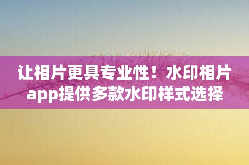 让相片更具专业性！水印相片app提供多款水印样式选择