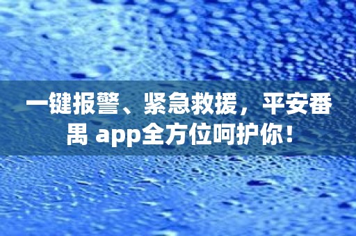 一键报警、紧急救援，平安番禺 app全方位呵护你！