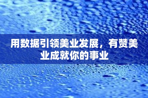 用数据引领美业发展，有赞美业成就你的事业