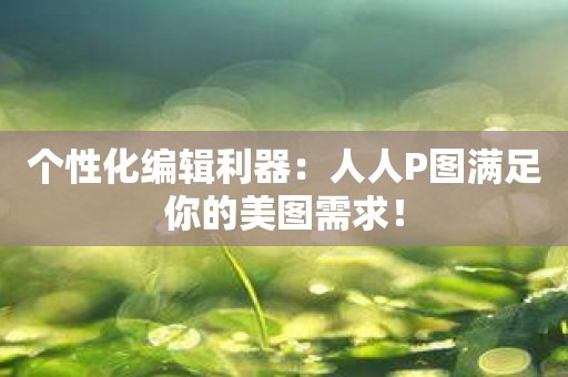 个性化编辑利器：人人P图满足你的美图需求！