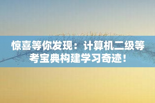 惊喜等你发现：计算机二级等考宝典构建学习奇迹！