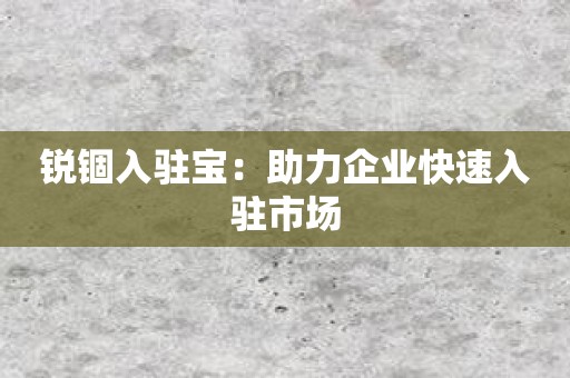 锐锢入驻宝：助力企业快速入驻市场