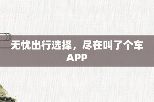 无忧出行选择，尽在叫了个车APP