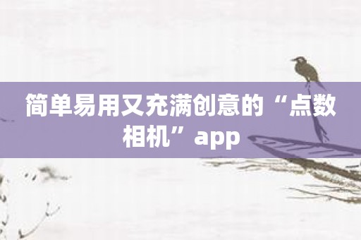 简单易用又充满创意的“点数相机”app