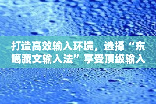 打造高效输入环境，选择“东噶藏文输入法”享受顶级输入体验！