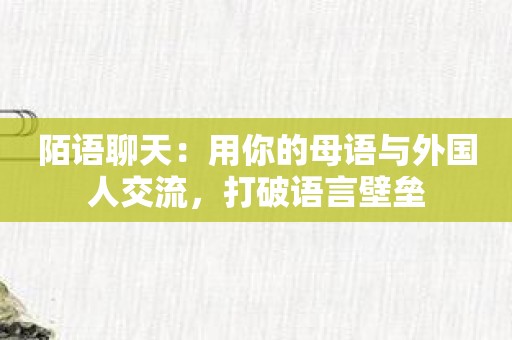 陌语聊天：用你的母语与外国人交流，打破语言壁垒